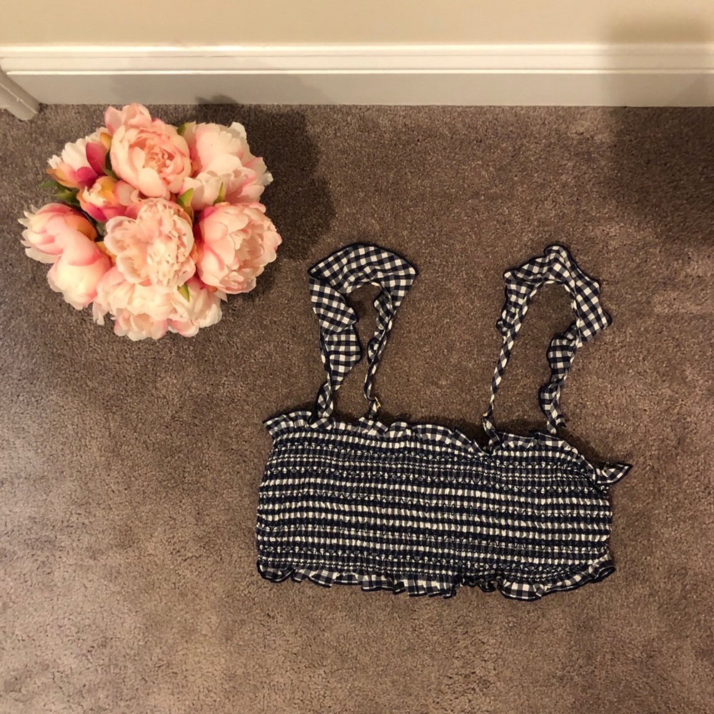 Tory Burch Navy Blue Gingham Bikini (Top)